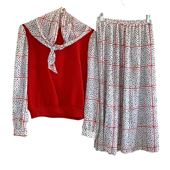 Vintage Alison J. USA 3-Pc Skirt Set Womens 14 Y2K 80s Secretary/Geek - Picture 1 of 12